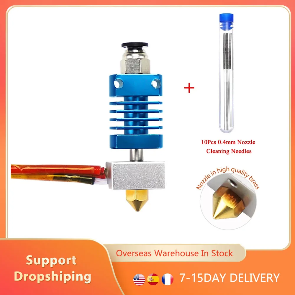 

Extruder Hot End Kit 24V 40W Aluminum Alloy Material with 10Pcs 0.4mm Nozzle Cleaning Needles for Creality 3D CR10 Printer
