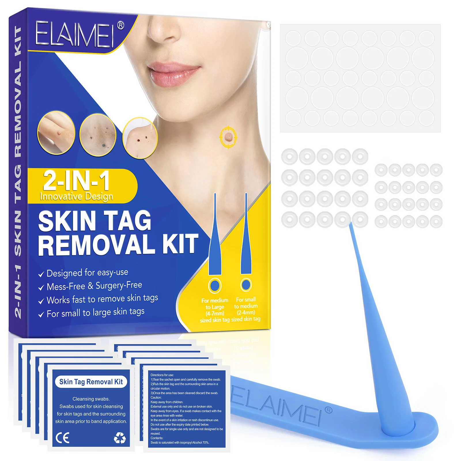 2-IN-1 Wart Removal Kit Wart Removal Sticker Fast Removal Kit Meat Polka Dots Warts Acne Flesh Mole Face Pot Skin Tag Care Tools