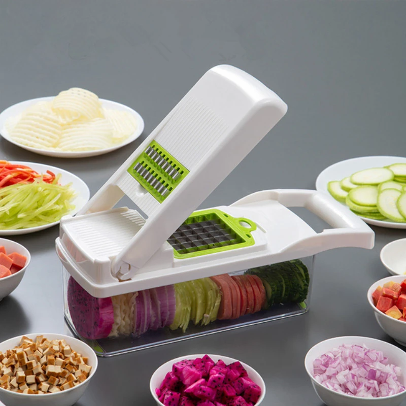 

Multifunctional Vegetable Grater with Box, Potato Grater for Home Use, Dinger Kitchen Supplies, Onion Chopper, Cucumber Slicer