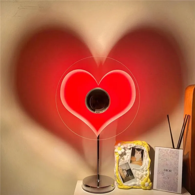 

Heart Shape Projector Night Light Sunset Table Light Led Living Room BarCafe Shop Background Wall Decoration Lighting Bedroom