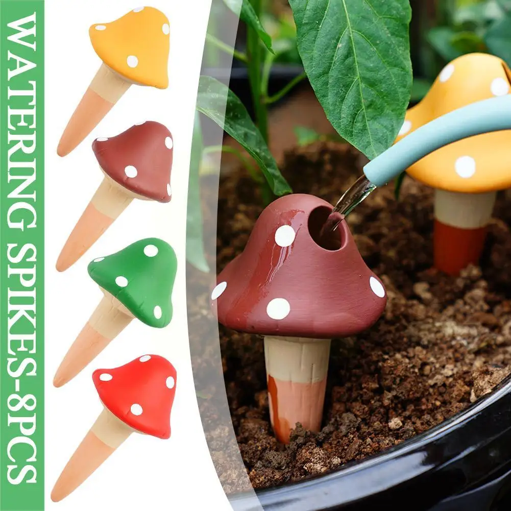 

8Pcs Mushroom Automatic Plant Dripper Multipurpose Watering Accessory For Children Adults Flower Watering Artifact F2S4