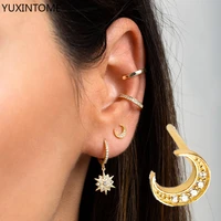 yuxintome 925 sterling silver needle gold plated crescent moon stud earrings for women men small exquisite party jewelry gifts