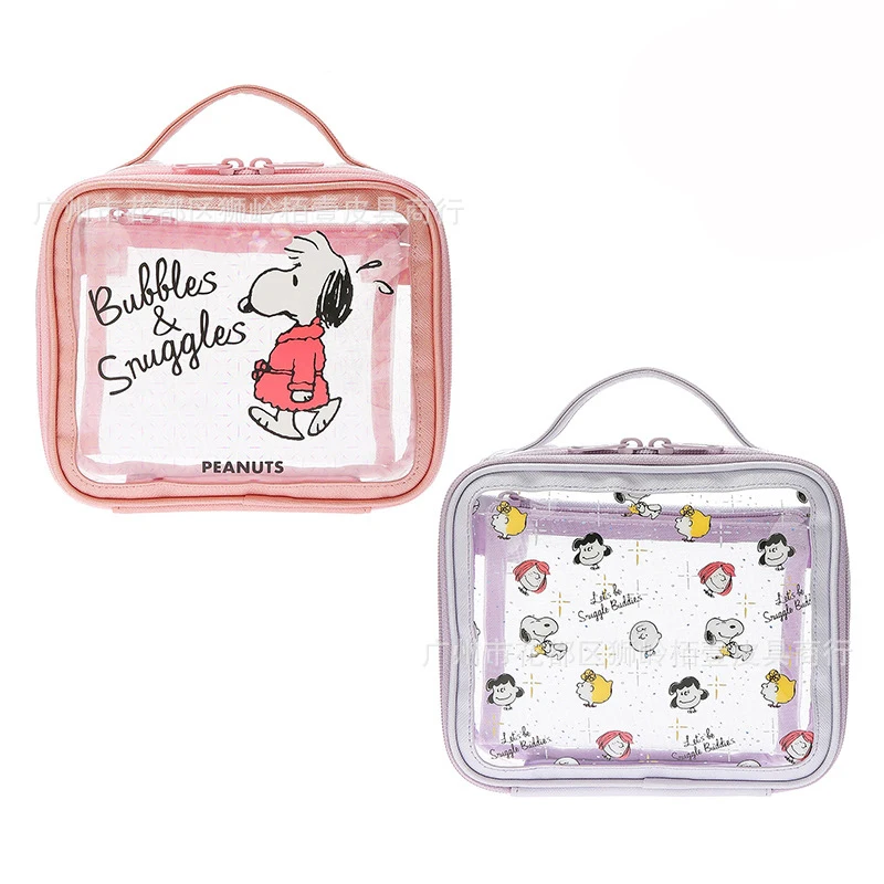 

Cartoon Cute Snoopys Anime Kawaii Transparent Large-Capacity Wash Bag Pvc Handbag Cosmetic Bag Storage Bags Coin Purse Gift Kids