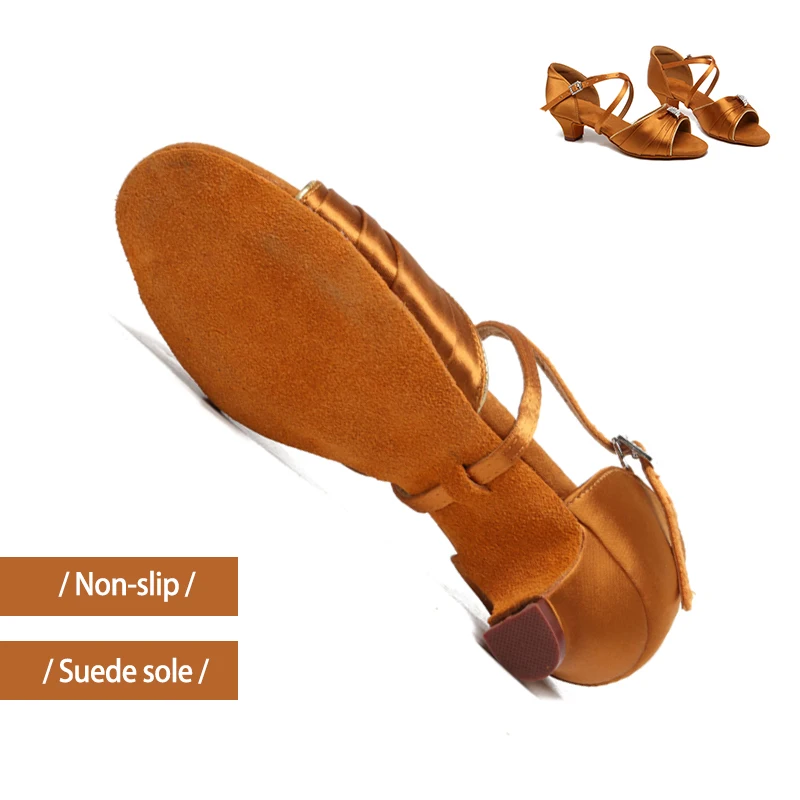 DKZSYIM Women Latin Dance Shoes Salsa Dancing Shoes Ladies Girls Silk Tango Ballroom Dance Shoes Salsa Sandals High Heeled