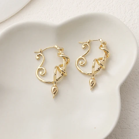 Иглы с цветочной головкой QTOUYE латунь 14К позолоченные 2 шт