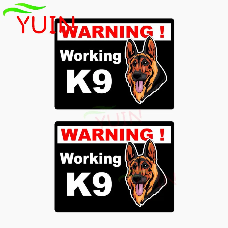 

2X Car Sticker WARNING WORKING K9 Lnterest Applique Fashion PVC Bumper Decoration Accessories Motorcycle Waterproof Decal 10*8cm