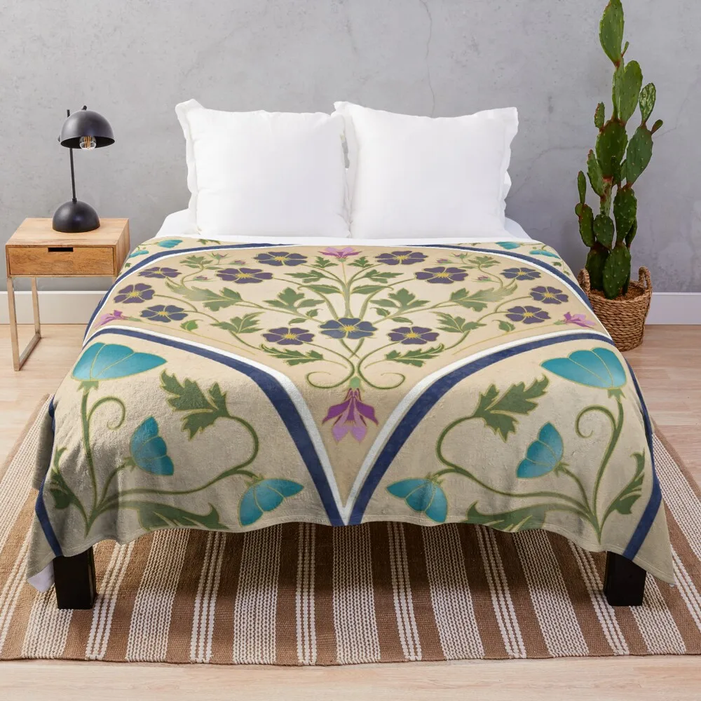 

Art Nouveau Morning Glory Garden Throw Blanket microfiber blanket Fleece crochet blanket