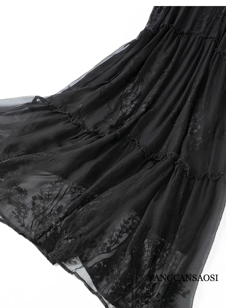 Тяжелая промышленность вышивка Искусство Черный 100% натуральный шелк из шелка