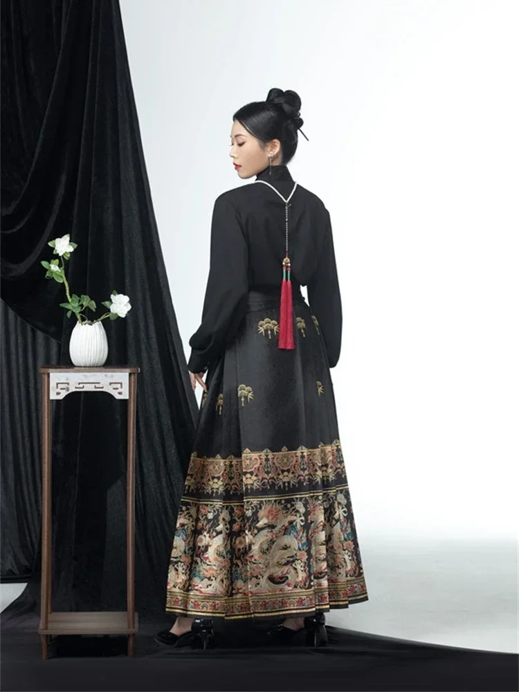 Оригинальная юбка Hanfu Dragon Mamianqun с китайским лунным новогодним драконом 2024 тканая