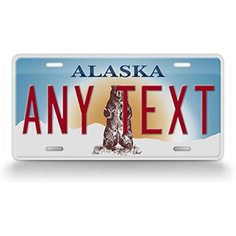 

SignsAndTagsOnline Персонализированный Номерной Знак Аляски любой текст на заказ AK Металлическая Автомобильная бирка настенное украшение металлический настенный знак