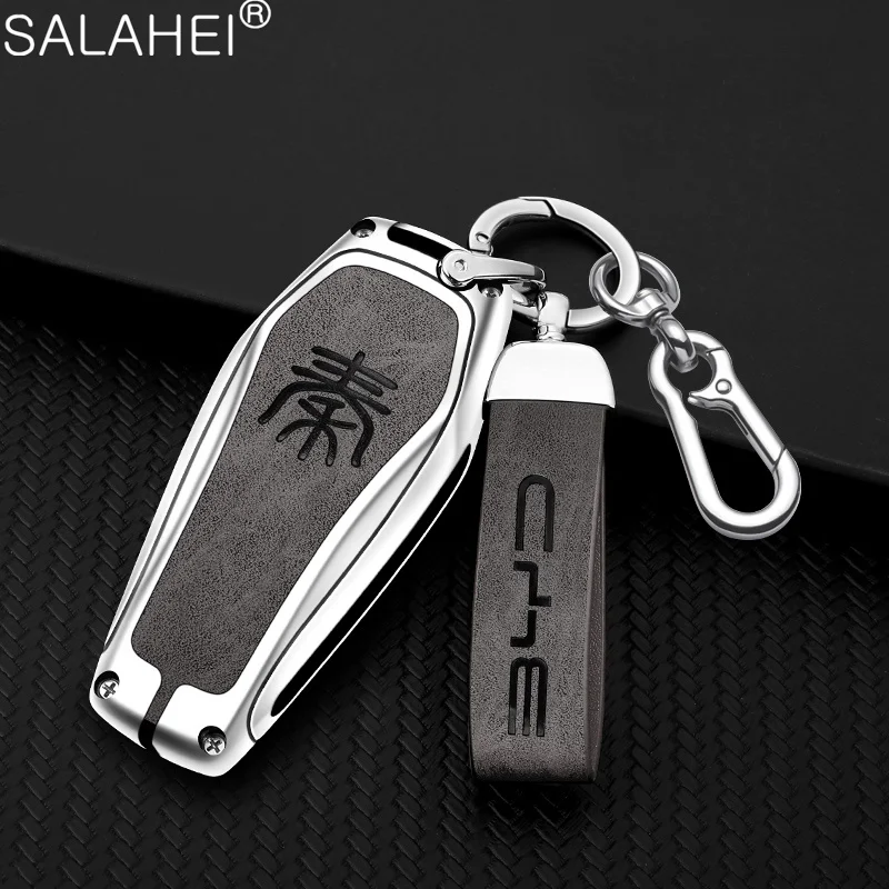

Zinc Alloy Car Smart Remote Key Fob Case Full Cover Protector Shell Bag For BYD Qin Plus Ev Pro Dmi 2021 Keychain Accessories