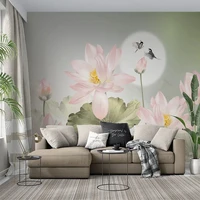 custom mural wallpaper flow 3d modern fresh literary lotus chinese style background wall painting papel de parede tapety fresco