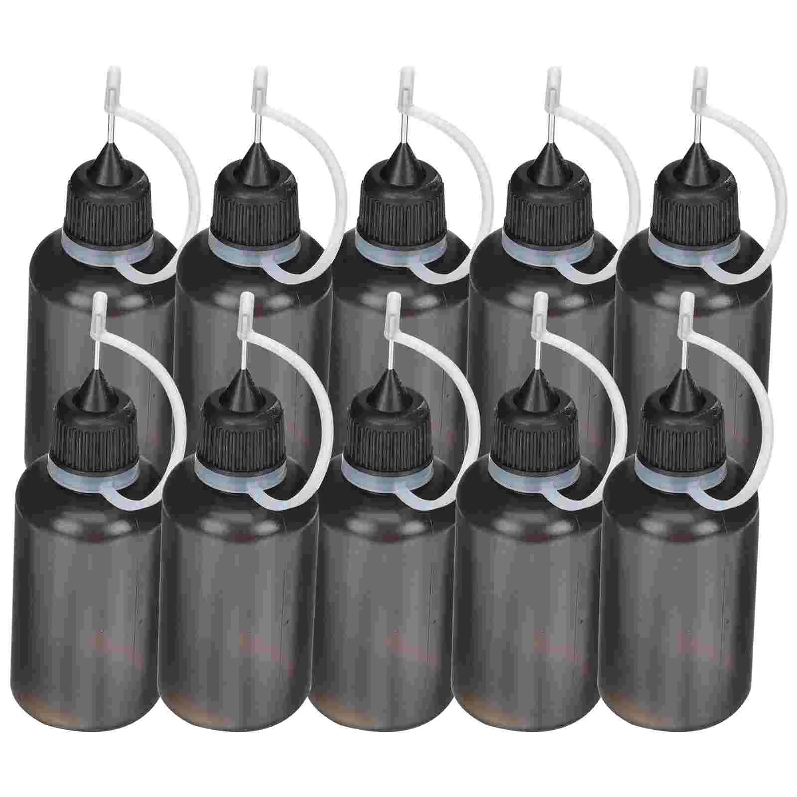

20 Pcs Metal Plastic Squeeze Bottles Pointed Nozzle Oil Cap Liquid Glue Steel Engine Holders