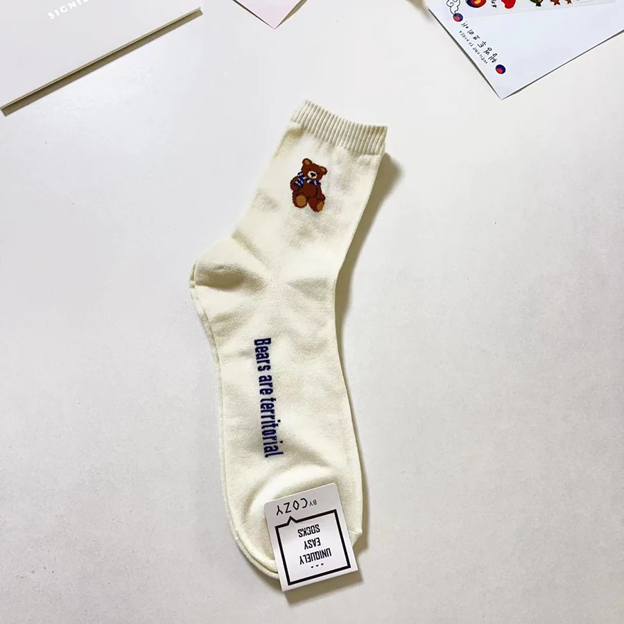 Качественные мужские носки с медведем и джентльменским дизайном из смеси хлопка