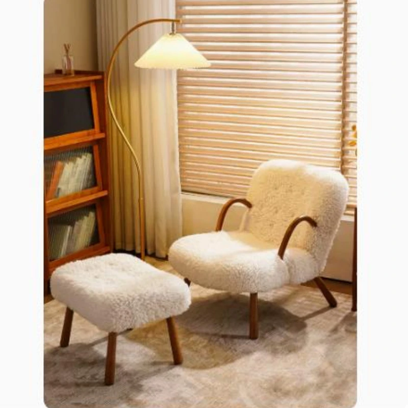 Net Red Lamb Fur Real Wood A Beanbag Chair