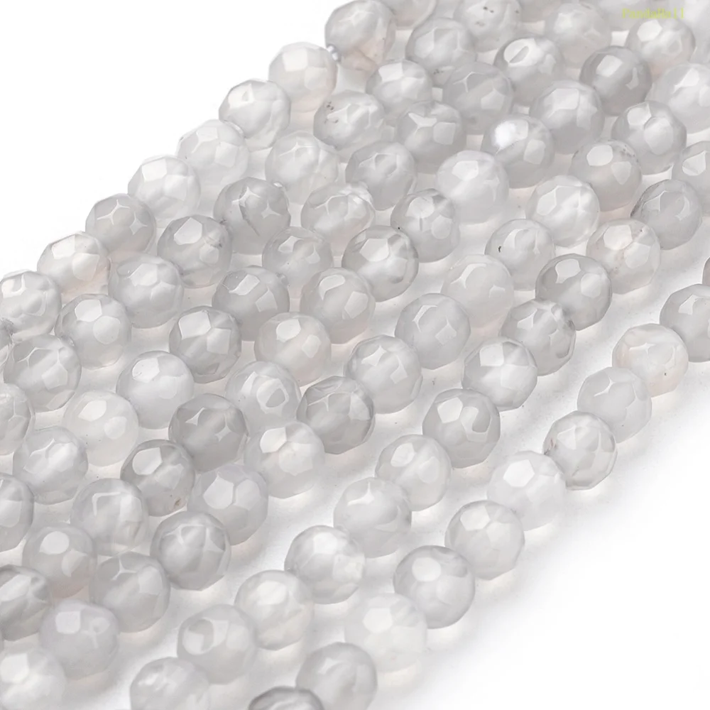 

1Strand Grey Agate Beads Strands Faceted Round Gray 4mm Hole: 1mm about 45PCS-strand 7 inch