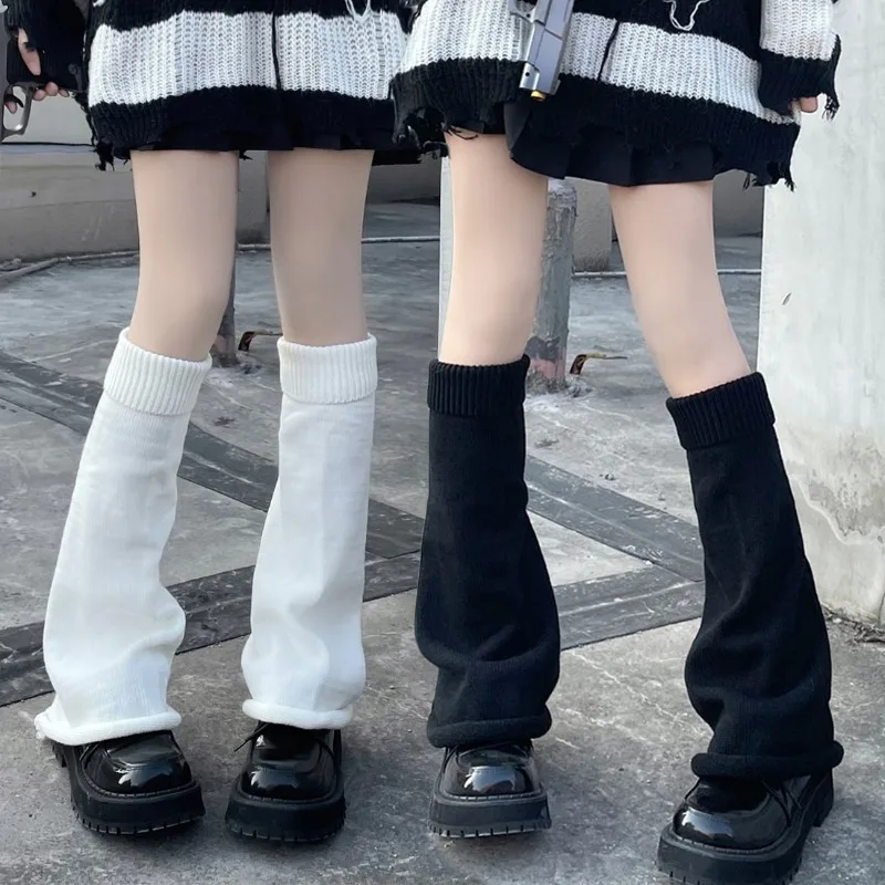

Lolita Leg Warmers Women's Long Socks Knitted Warm Foot Cover White Arm Warmer Harajuku Autumn Winter Crochet Socks Boot Cuffs
