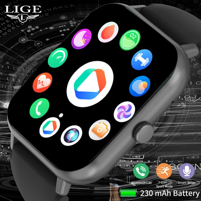LIGE 2023 Smartwatch 1.83 inch Bluetooth Calling 100+ Sport Models Heart Rate Sleep Monitor Waterproof Smart Watch For Men Women 1