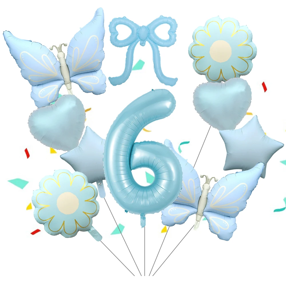 

Набор цифровых воздушных шаров с синим бантиком-бабочкой, подходит для дней рождения, крещения в душе, юбилея и свадьбы.