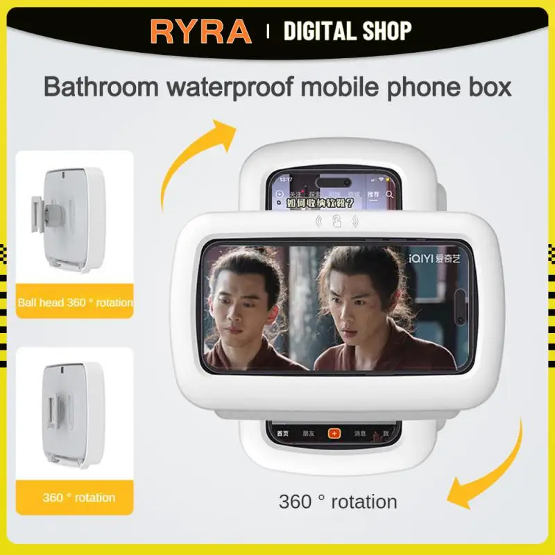 

RYRA Shower Phone Holder Bathroom Waterproof Phone Holder Seal Protection Touch Screen Mobile Phone Box For Wall Stand Shelves