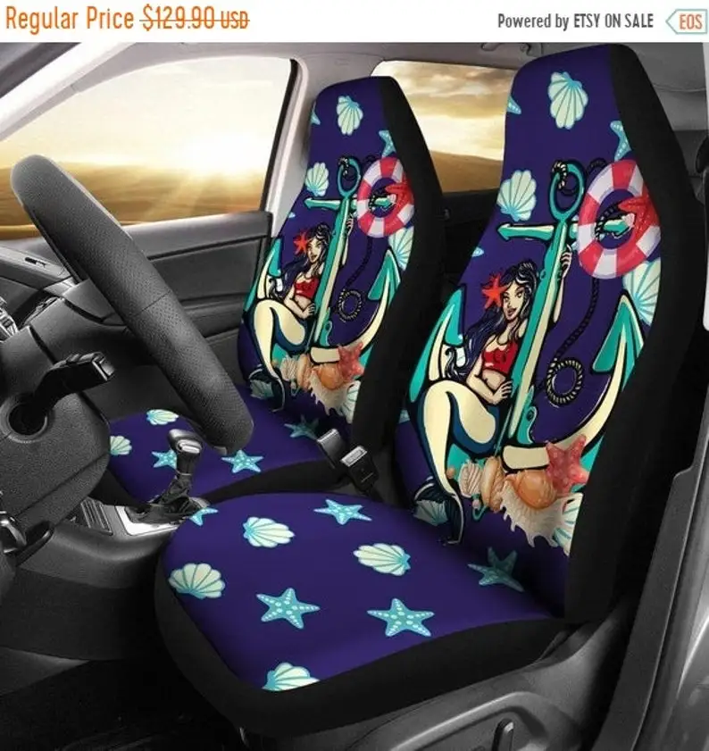 

Nautical Mermaid, Car Seat Cover, 2 Front Seat Covers, Hippie Spiritual, Car Accessories, Floral, Car Covers, Seat Covers, Multi