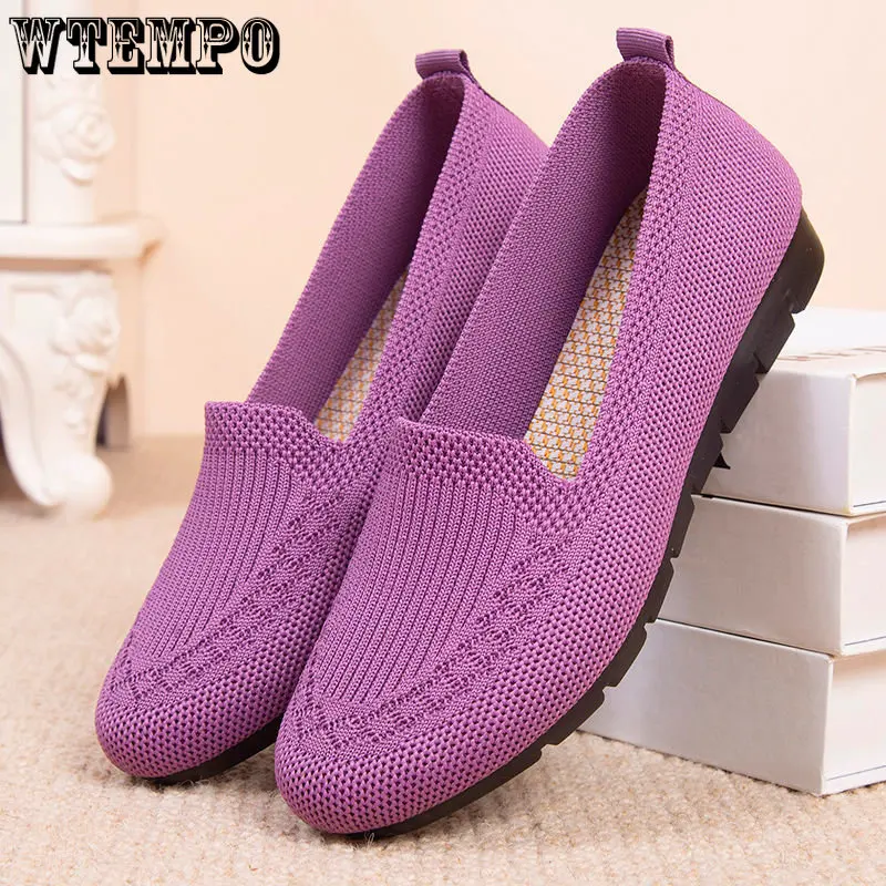 WTEMPO Women Summer Mesh Breathable Flat Shoes Ladies Comfort Light Sneaker Casual Slip on Loafers Spring Summer Dropshipping