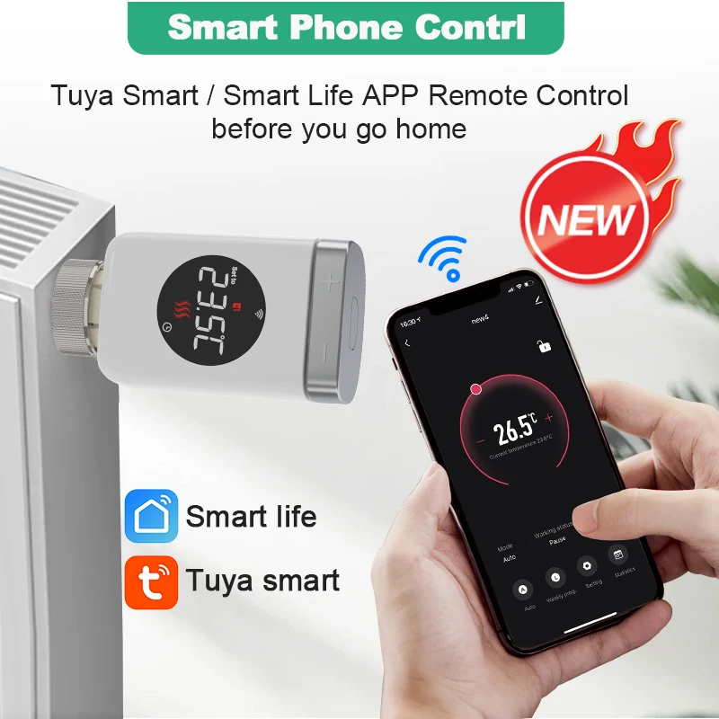 Термостатический клапан радиатора Tuya Smart Home привод с Wi-Fi умный регулятор