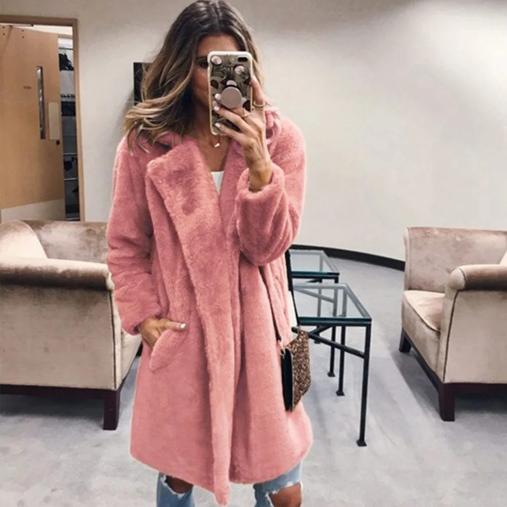 Women's Leather Fur Coat Mid-Length Autumn and Winter Imitation Fur Coat Overcoat Female Faux Fur Coat