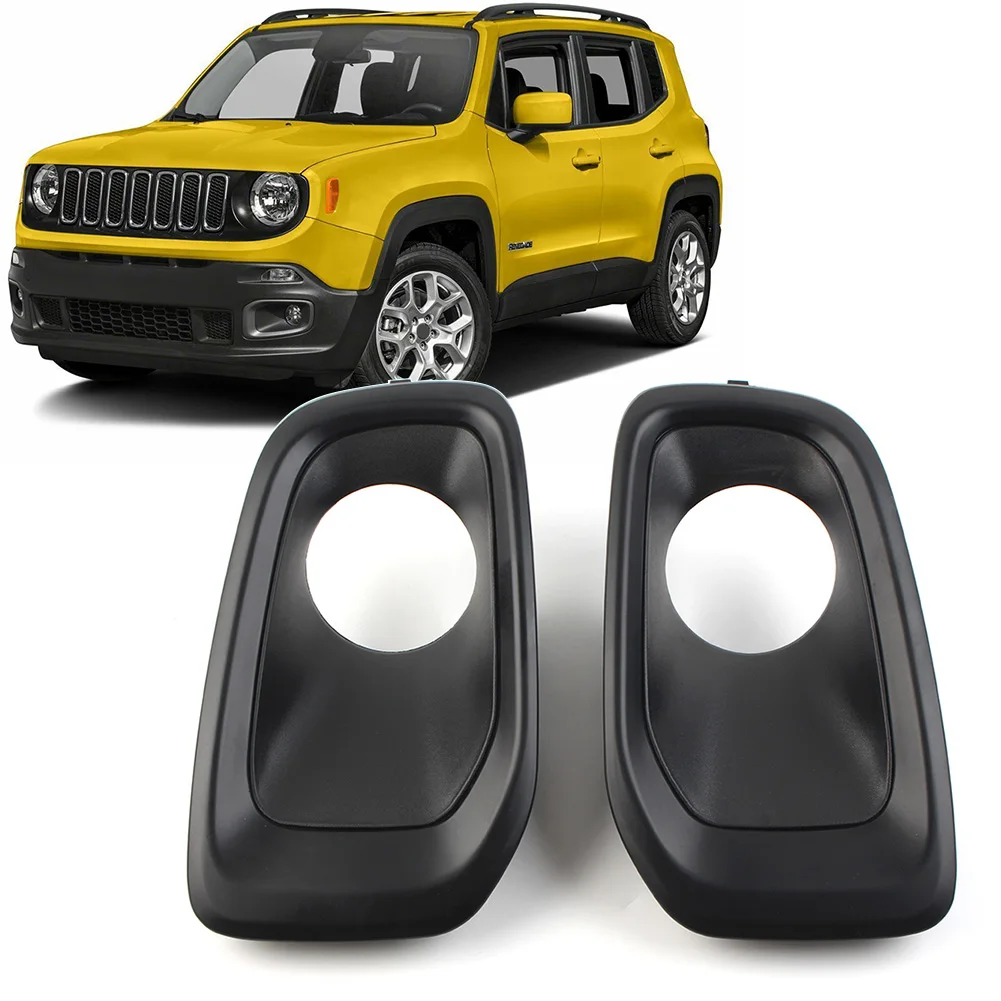 

1Pair Car Front Bumper Fog Lights Lamp Cover Decoration For 2015-2017 Jeep Renegade ABS Plastic