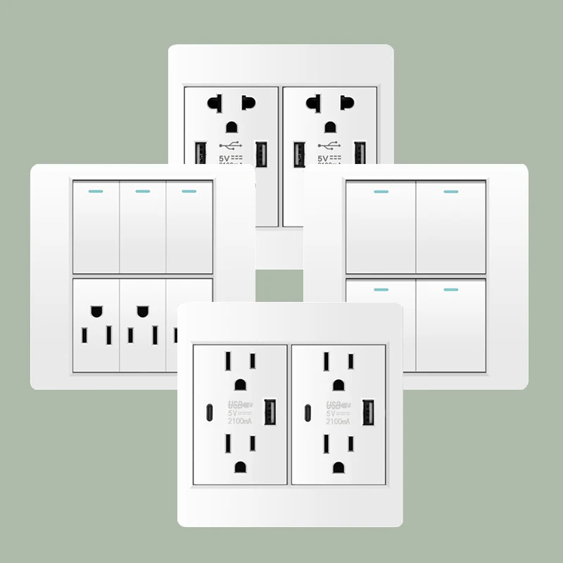 Двойная мексиканская розетка США с зарядным устройством USB Type-C 5 В 2 1 А панель ПК