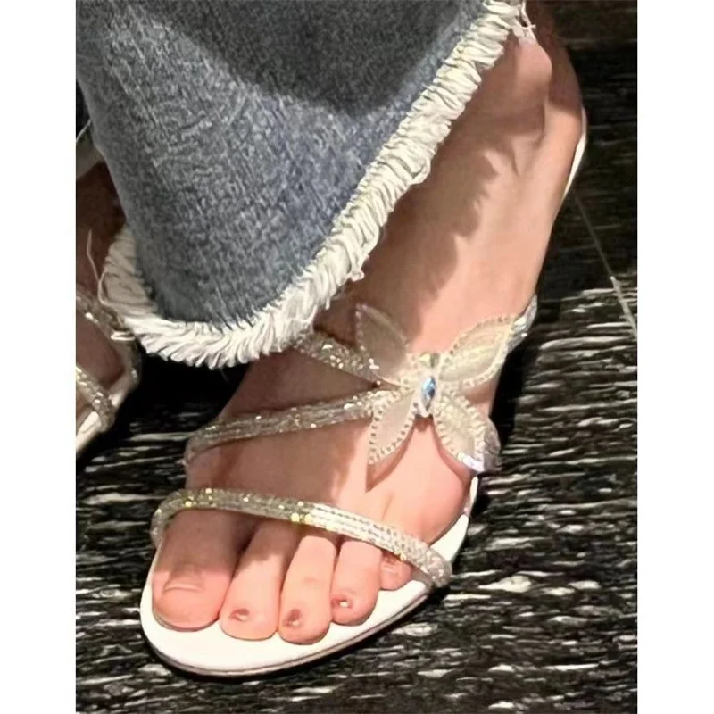 Light Luxury Rhinestone Bowknot Pumps 2023 Spring Summer New Women's Super High-Heeled Brand Round Head Sequin Stiletto Sandals