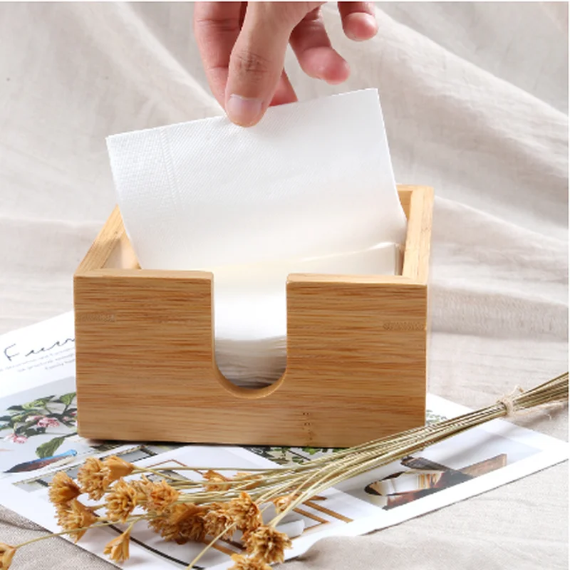 

Kitchen Storage Organization Restaurant Bamboo Square seat type sheet paper Napkins Tissue Boxes For Restaurants And Hotel ZM902