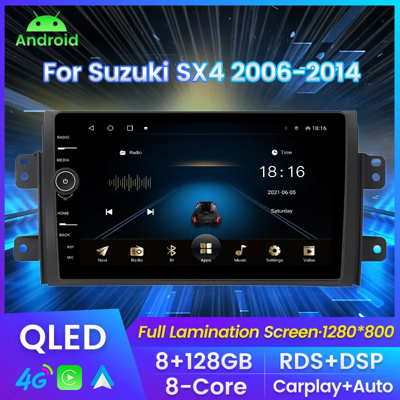 

Автомобильный стерео-радиоприемник на Android с Gps-плеером для SUZUKI SX4 2006 2007 2008 2009 2010 2011 2012 2013 с поддержкой 4G SWC carplay RDS WIFI