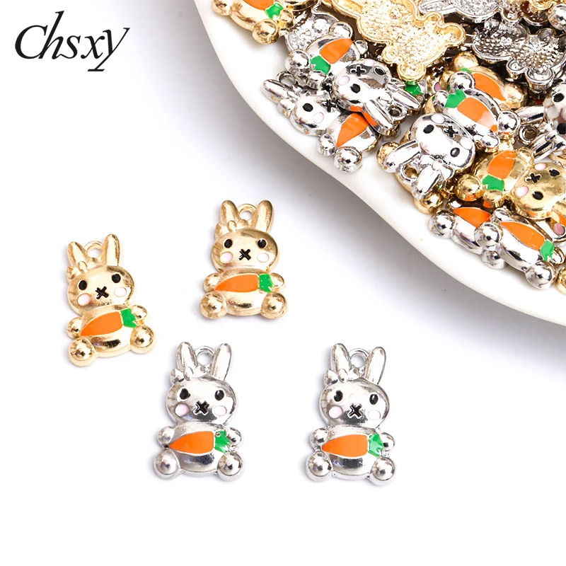 

Enamel Rabbit Carrot Charms Cute Cartoon Animal Alloy Pendant for Jewelry Making Necklaces Earrings Bracelet DIY Accessories