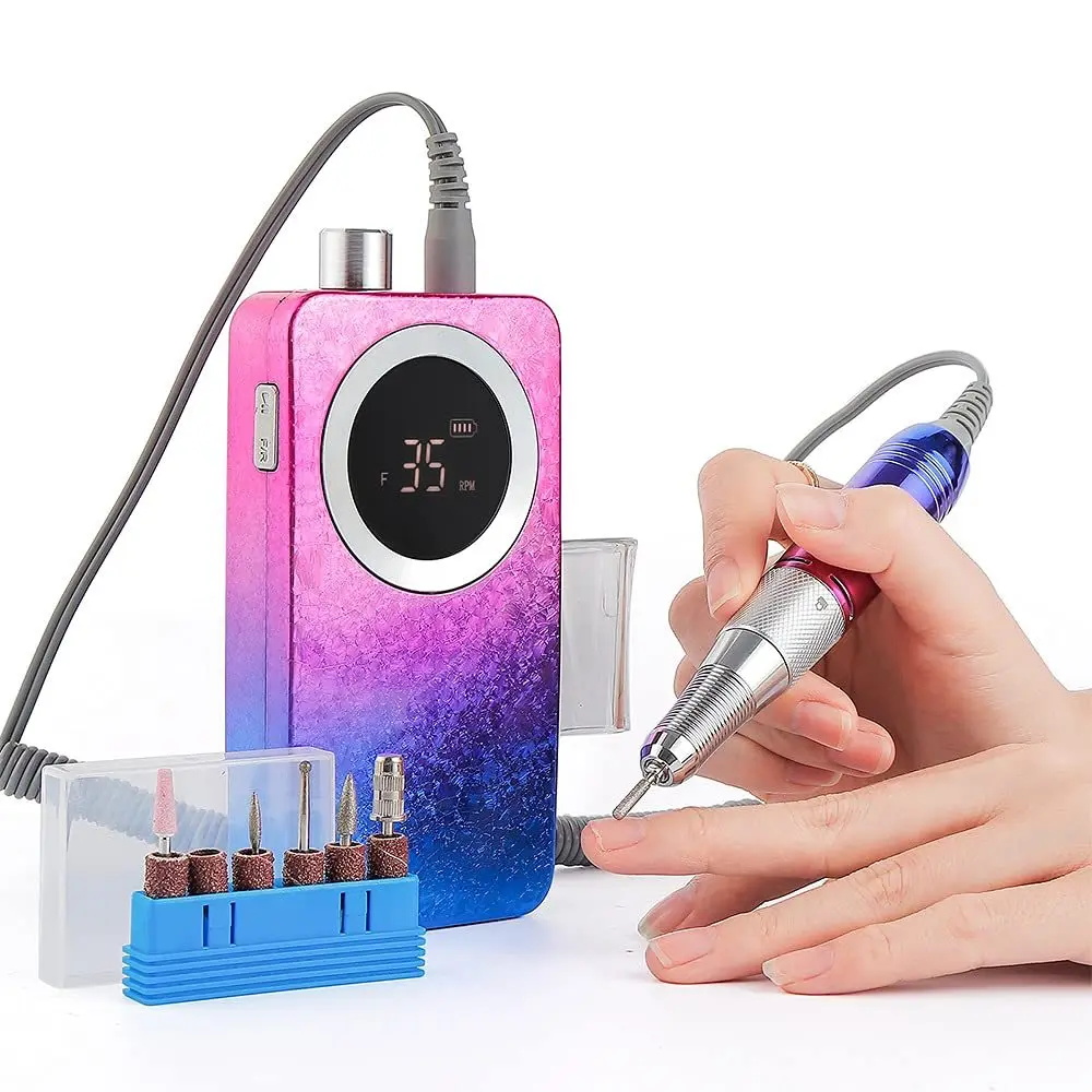 

Gradient Color Electric Nail Drill 35000RPM Nails Milling Cutter Wireless Pedicure Grinder Rechargeable Nail Drilling Machine