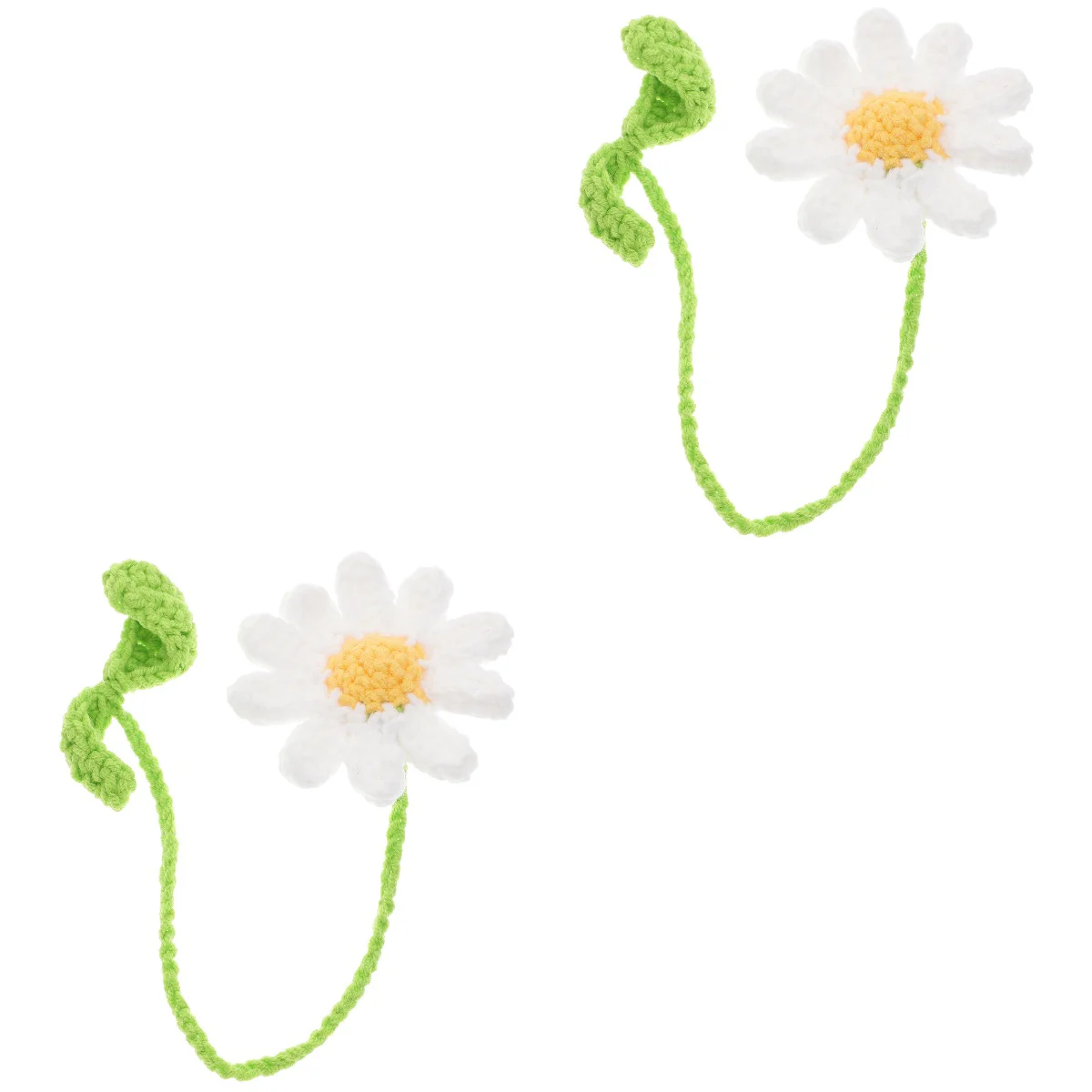 

2 Pieces Car Ornaments Pendant Bedside Mirror Accessories Crochet Cars Lovely Rearview Hanging