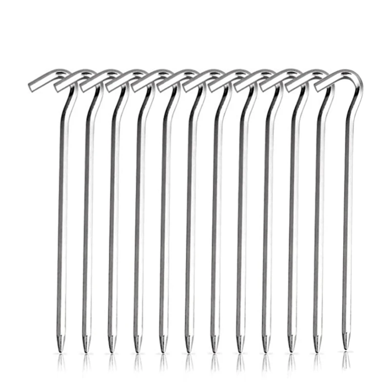 

F1FD 12 Pcs Metal Heavy Duty Camping Pegs Anchors Stakes Tent Canopy Stakes Durbable