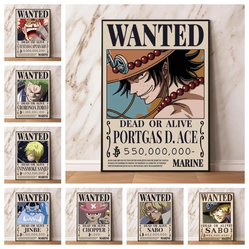

One Piece Print Poster Portgas D Ace Canvas Tony Tony Chopper Painting Pictures Mural Living Room Home Decor Cuadros With Frame