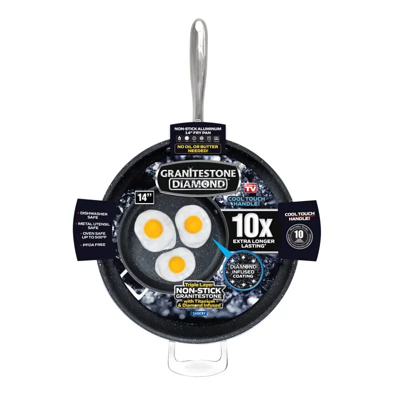 

Fast Shipping 14 inch XL Family Size Frying Pan with Helper Handle