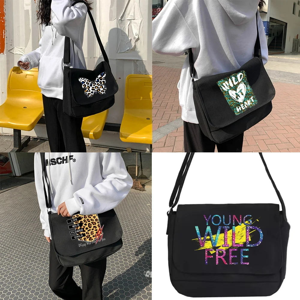 

Women Large Capacity Bag Youth Satchels Diagonal Cross Bag Casual Canvas Shoulder Messenger Bags Unisex Wild Series