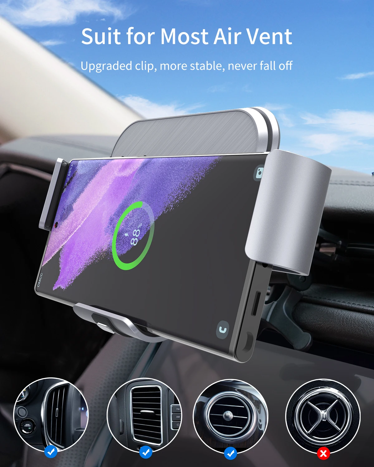 Niye 30W Car Wireless Charger Fold Screen Dual Coil Qi Fast phone Holder Mount Charging Station For Samsung Galaxy Fold 4 3 2 images - 6