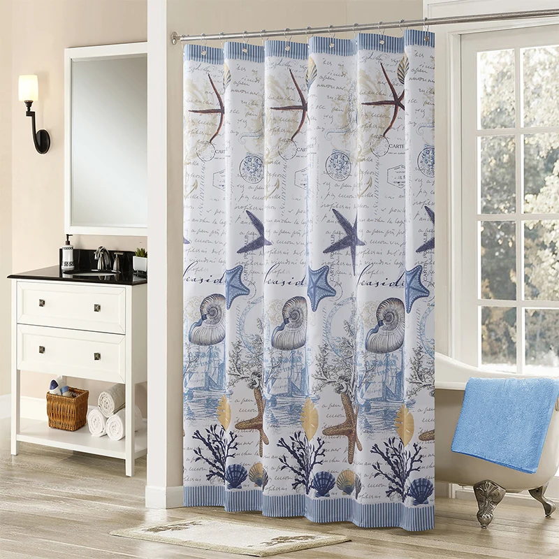 Водонепроницаемая занавеска для душа с крючками из полиэстера ванной комнаты