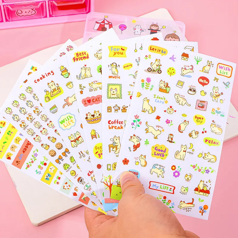 

Lovely Cat Cute Cartoon Animals Transparent Pvc Stickers For Diary Calendar Albums Decoration Scrapbook Planner