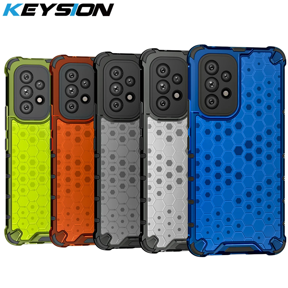 

KEYSION Shockproof Armor Case for Samsung A23 A13 4G Silicone Transparent Honeycomb Phone Back Cover for Galaxy A53 A73 A33 5G