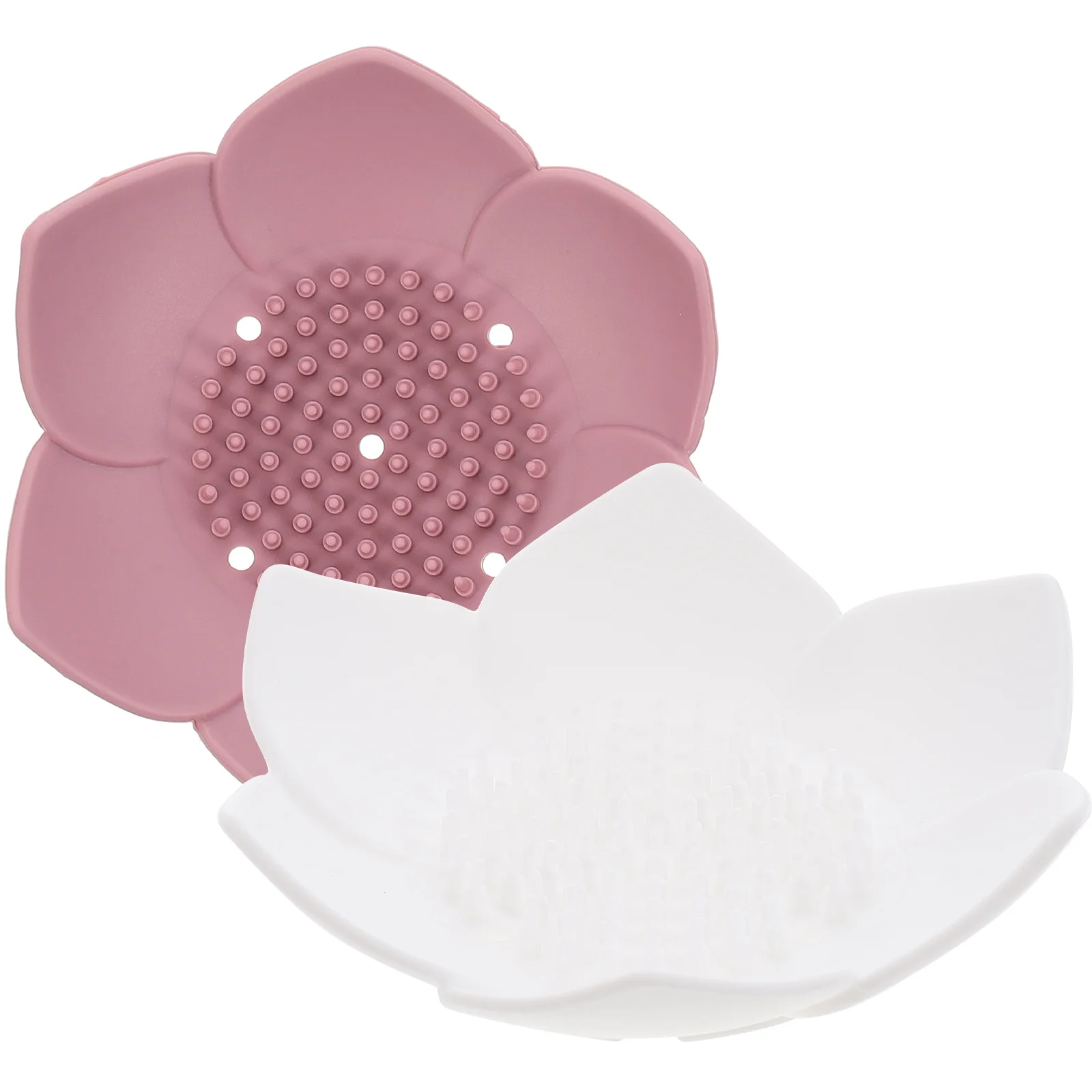 

Soap Holder Dish Tray Draining Shower Drain Bathroom Silicone Flower Box Saver Container Storage Countertop Case Racksponges