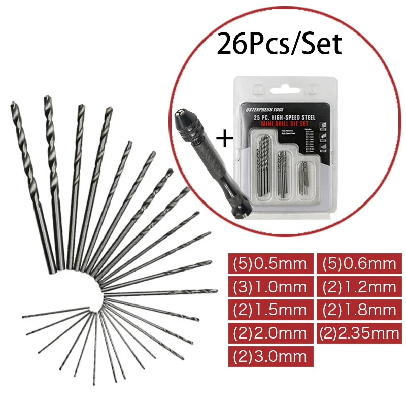 

Mini Micro Aluminum Hand Drill With Keyless Chuck HSS Twist Drill Bit Woodworking Drilling Rotary Tools Hand Drill Manual