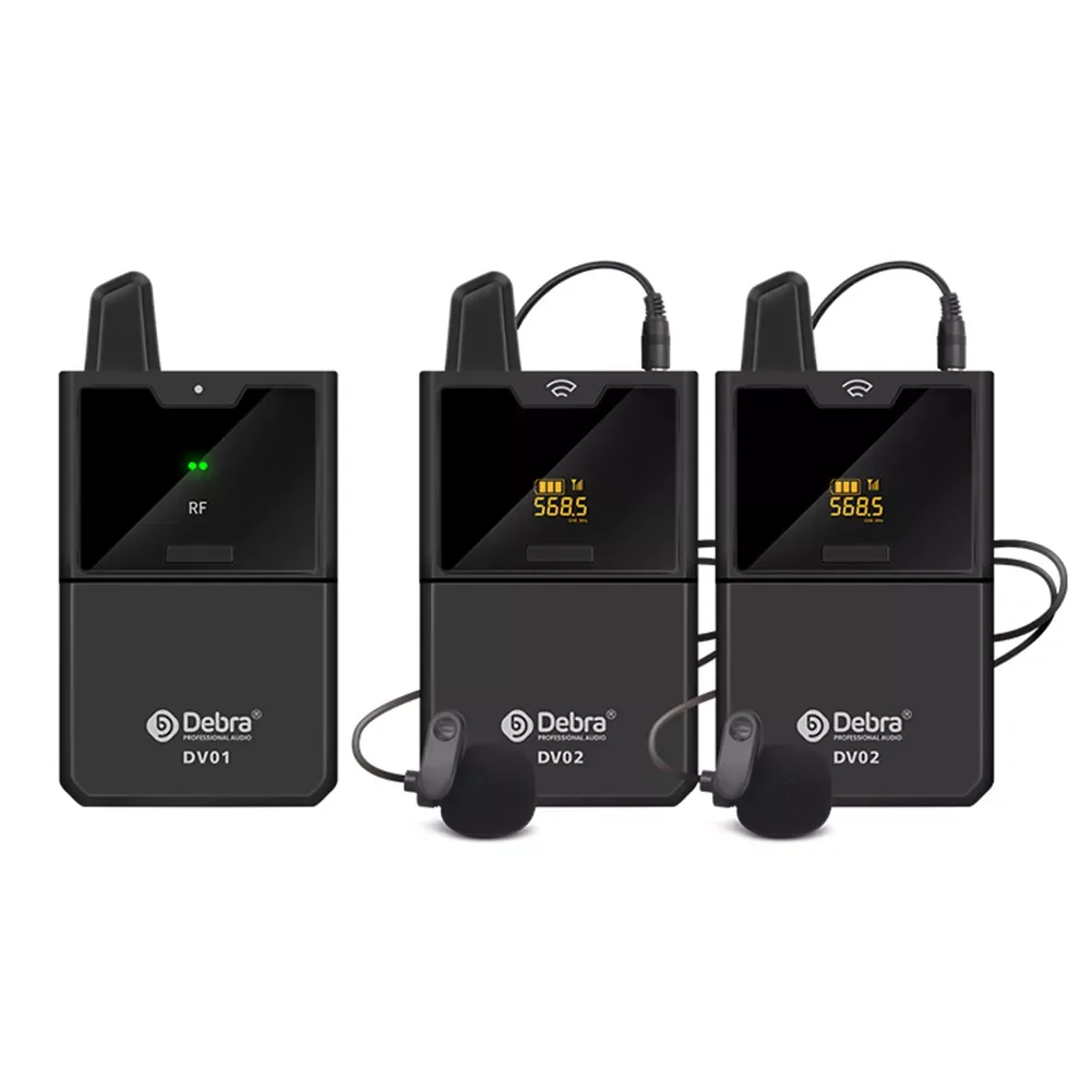 

2022 UHF Wireless Dual Lavalier Microphone 30 Channel 50m Range For DSLR Camera Phone Interview Audio Voice Recording Lapel