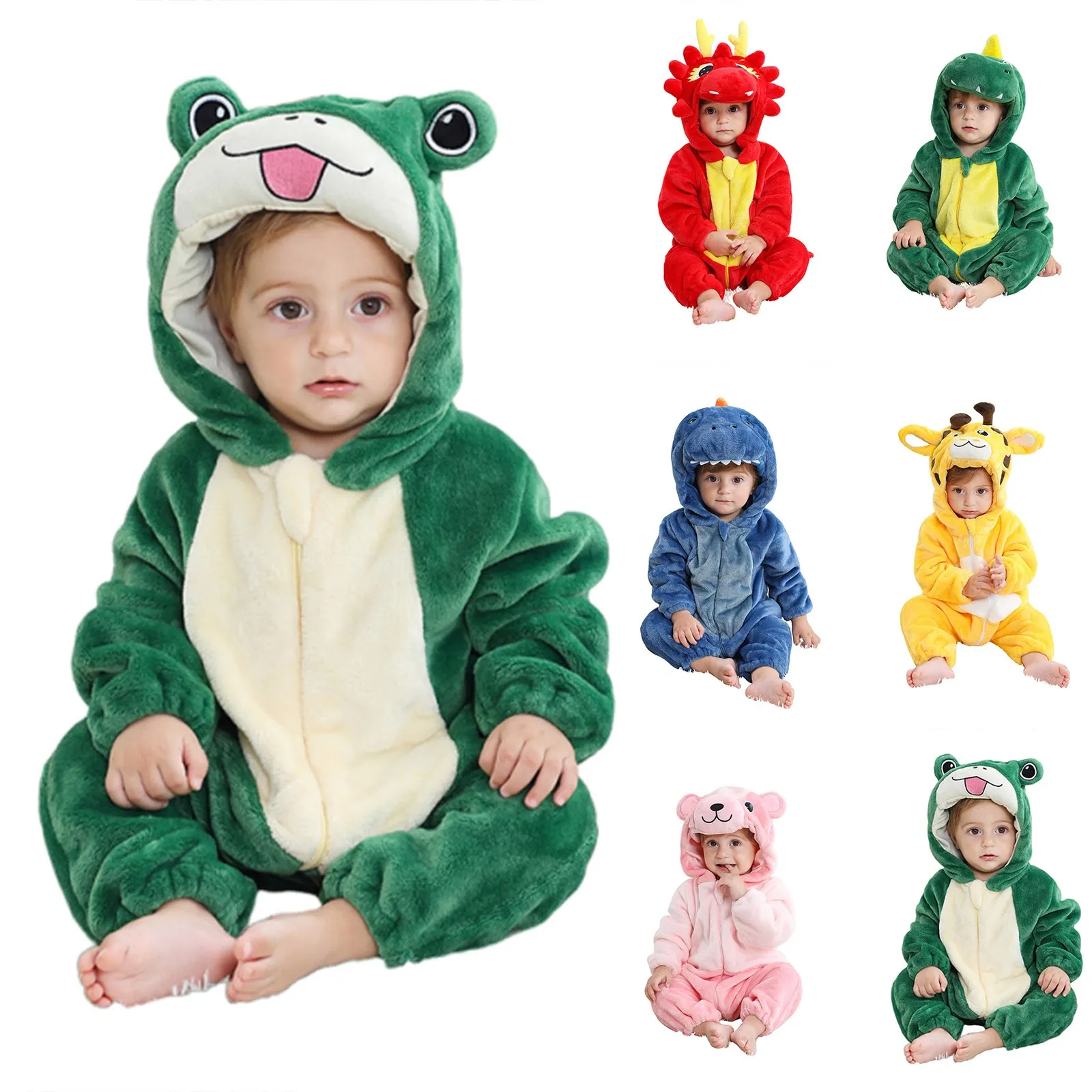 Kids Cartoon Pajamas Suit Onesie For Children Onsie Boy Girls Fleece Full Body Pijama One-Piece Overall Whole Bodysuit