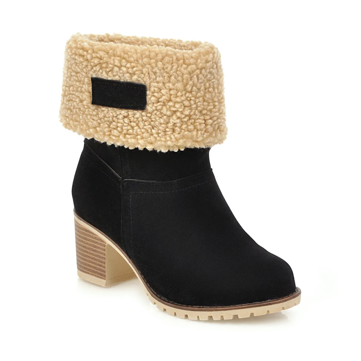 

Дропшиппинг, новинка, теплые зимние ботинки на высоком флисе, женские рыцарские Ботинки на каблуке, большие размеры, 33 и 43