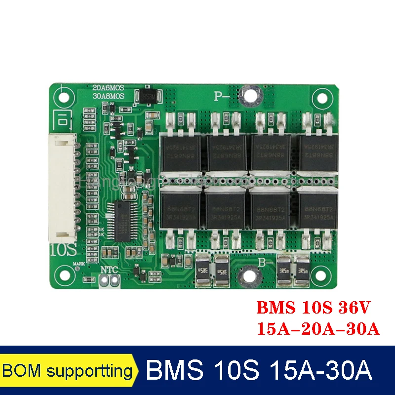 10S BMS 15A 20A 30A 36V PCM PCB 3 7V литиевый аккумулятор 18650 зарядная плата баланс общий порт